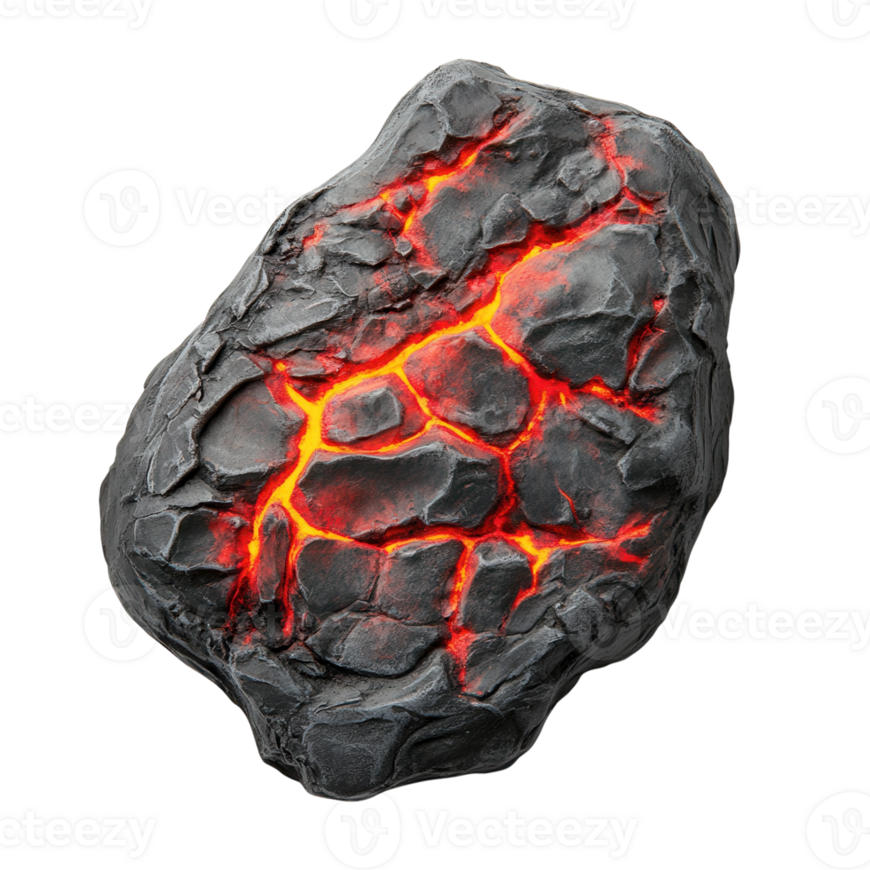 Volcanic Rock Lava Texture on transparent background. png