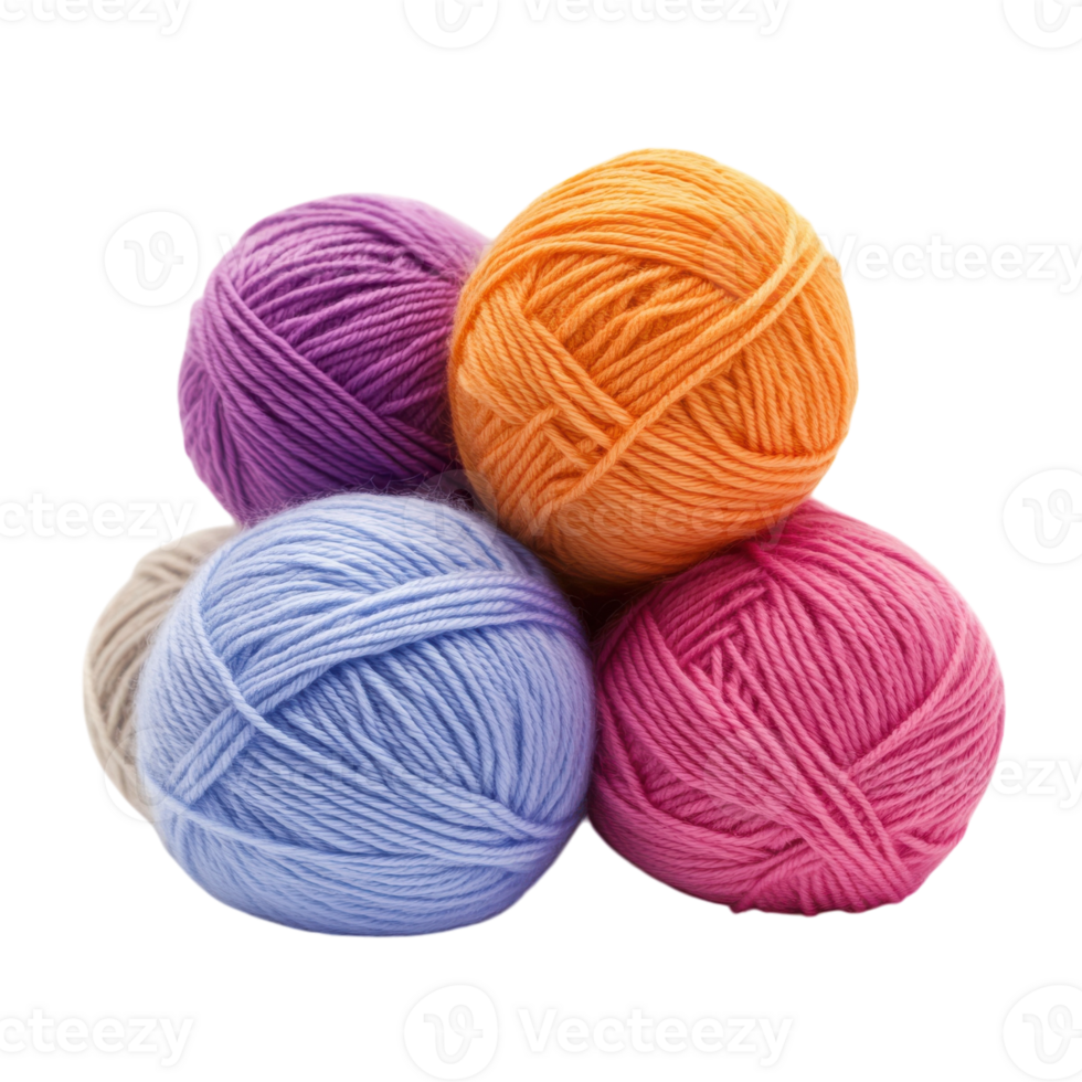 Soft Wool Yarn Balls on White on transparent background. png