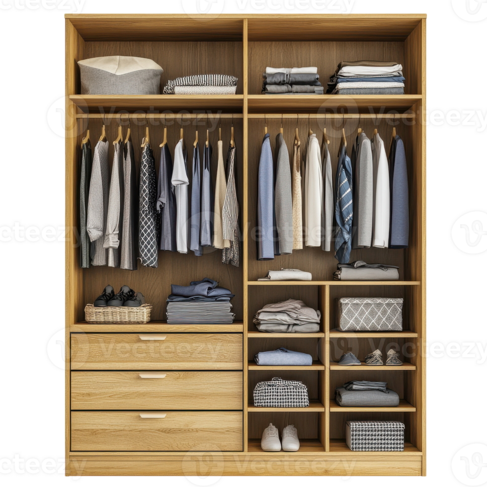 Stylish Modern Wardrobe Closet on transparent background. png