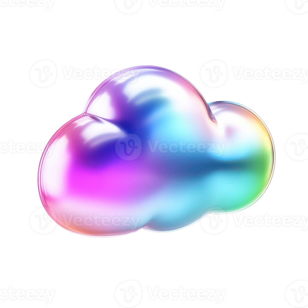 Gradient Cloud Icon 3D Render on transparent background. png