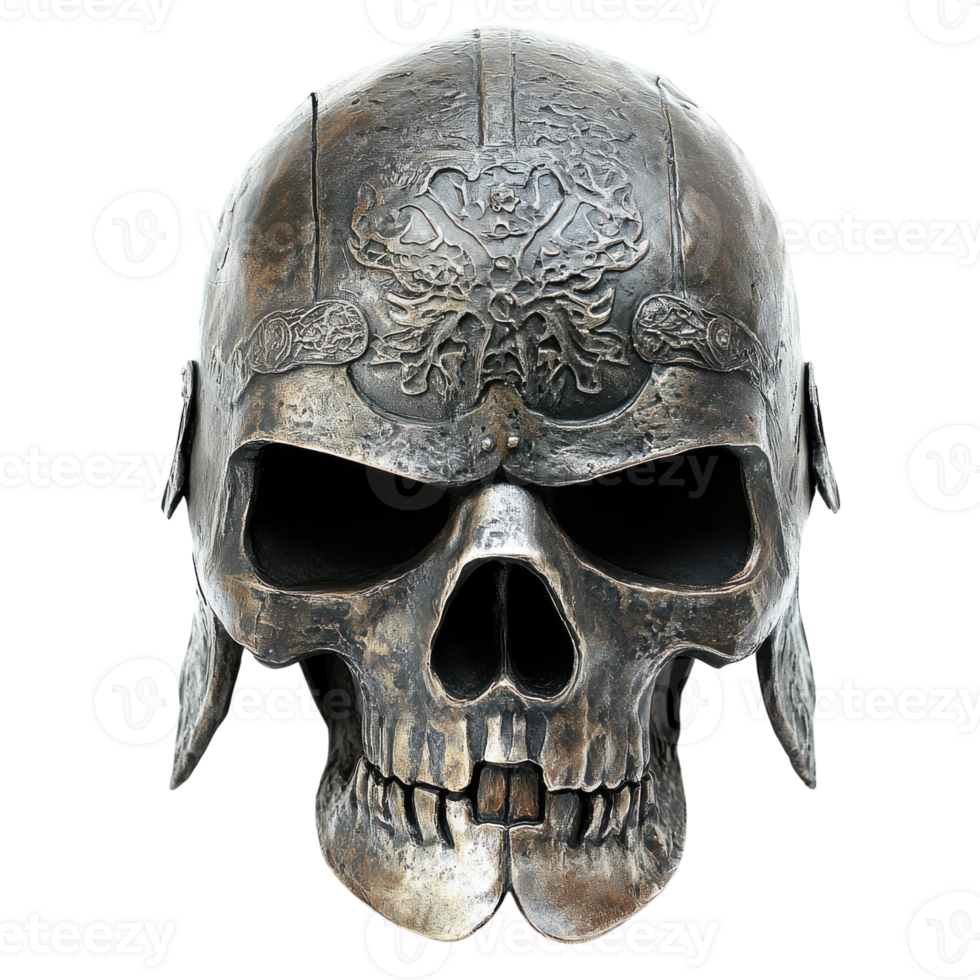 Iron Skull Helmet White Background on transparent background. png