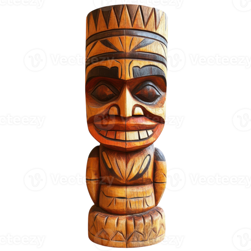 Native American Totem Pole Art on transparent background. png