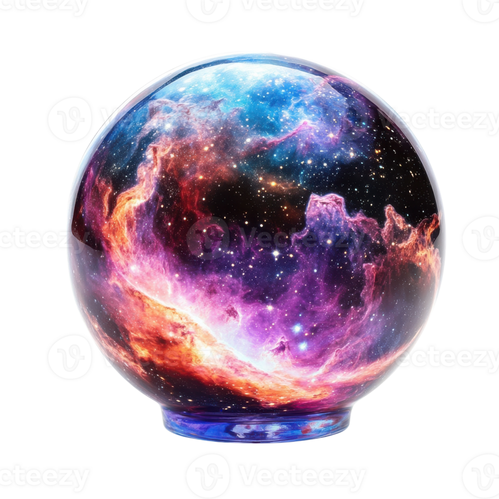 Cosmic Nebula Crystal Ball on transparent background. png