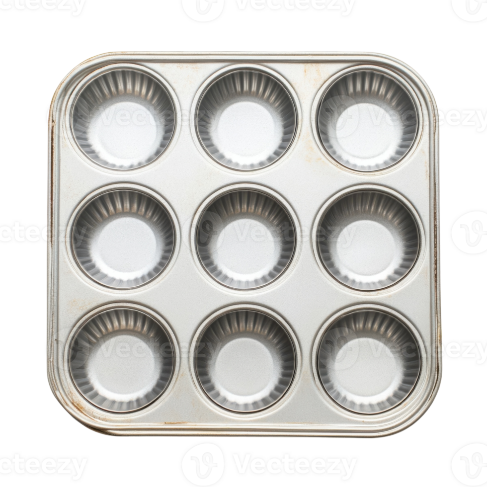 Delicious Muffin Pan Baking on transparent background. png
