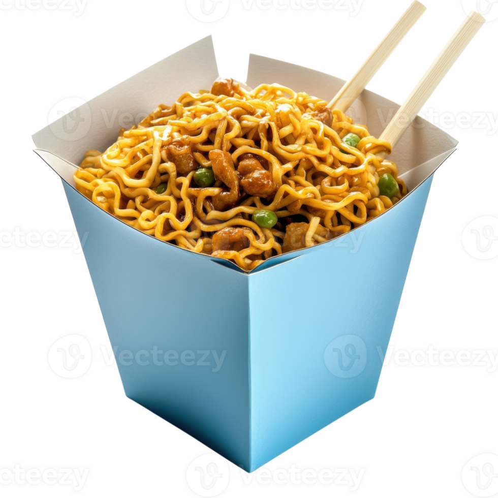 Delicious Asian Noodle Wok on transparent background. png