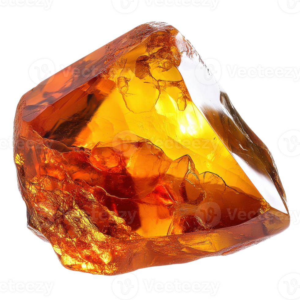 Amber Gemstone on White on transparent background. png