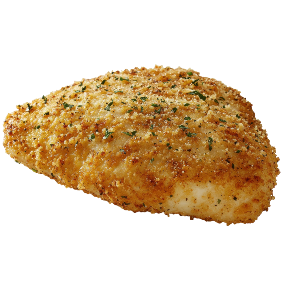 Parmesan Crusted Chicken Dish on transparent background. png