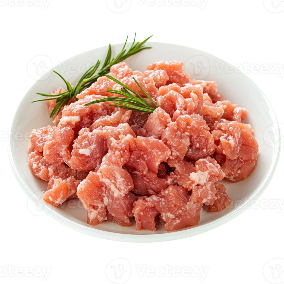 Raw Minced Chicken Meat on transparent background. png