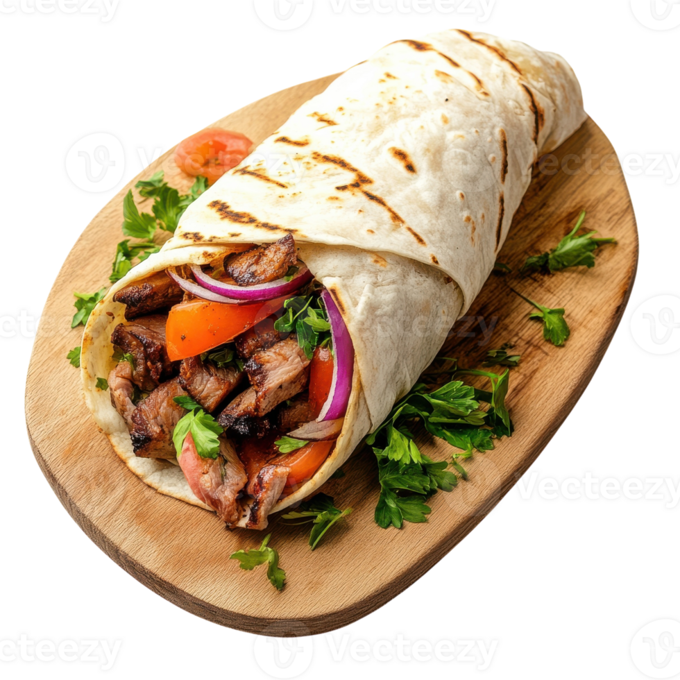 Delicious Shawarma on Board on transparent background. png