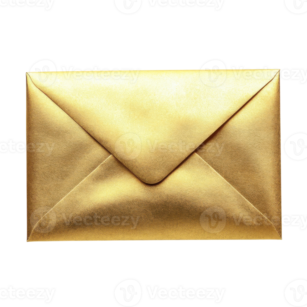 Luxury Gold Envelope Mockup on transparent background. png