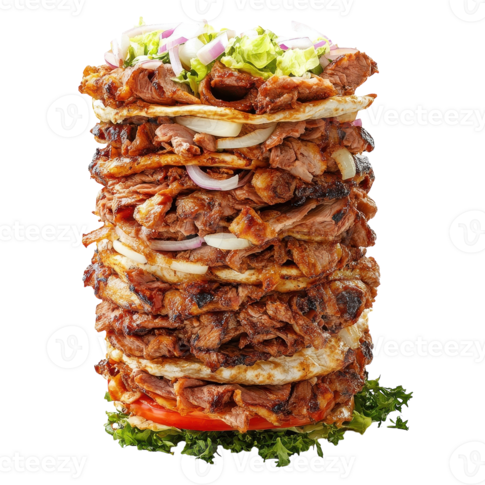 Delicious Shawarma Meat Wrap on transparent background. png