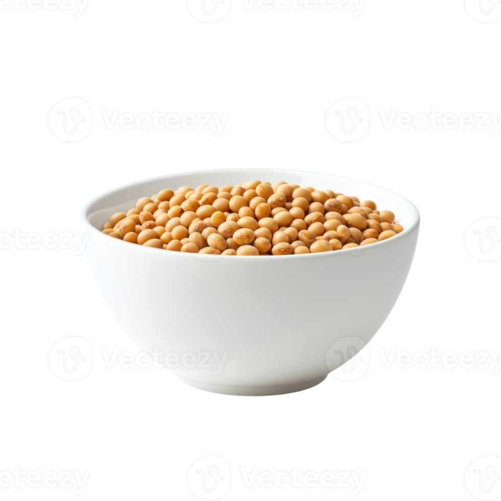 Soybeans in Bowl White Background on transparent background. png