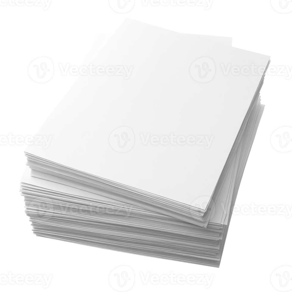 Blank Paper Sheets White Background on transparent background. png