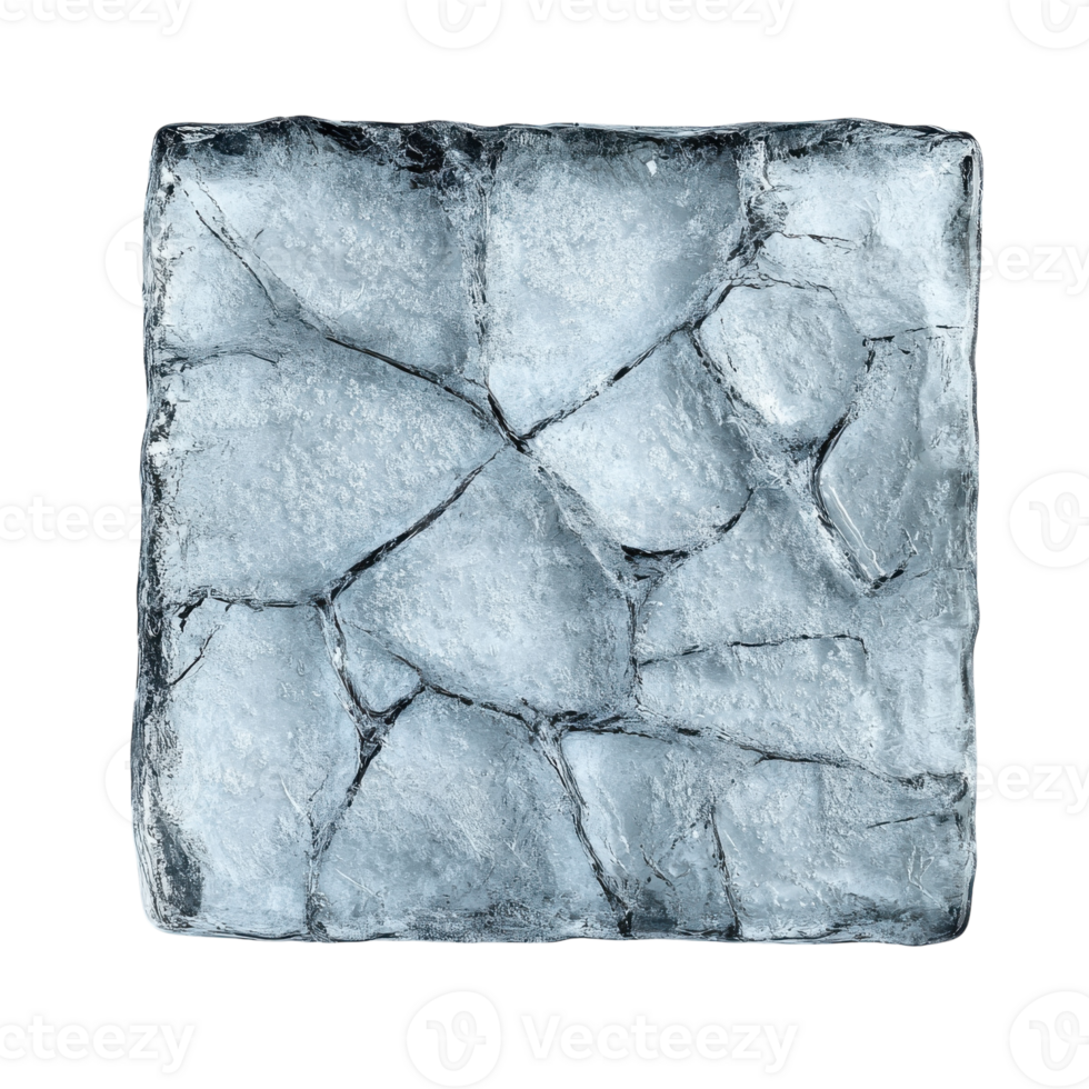Ice Block Texture Cracked Surface on transparent background. png