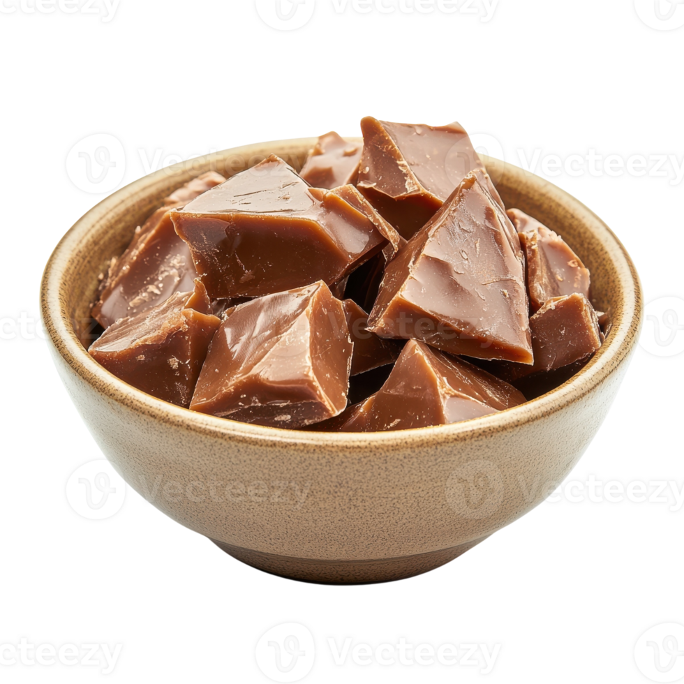 Delicious Toffee Candy in Bowl on transparent background. png