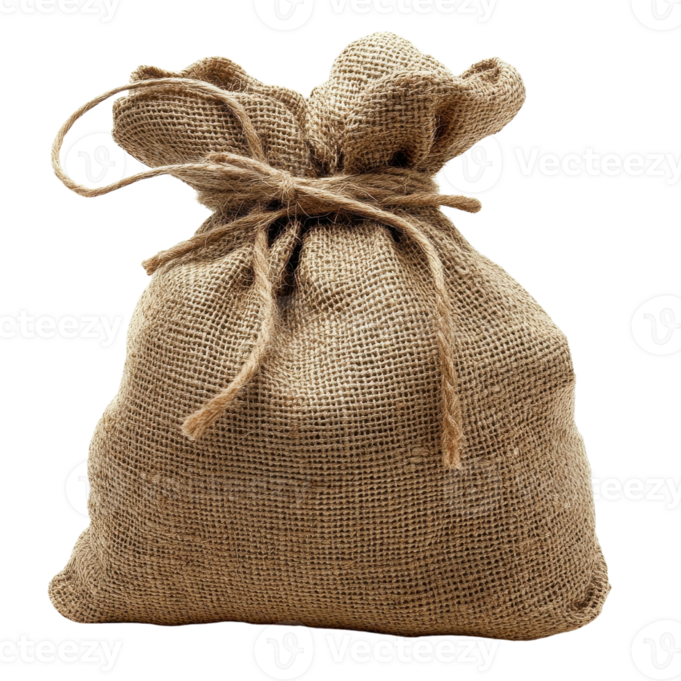 Rustic Burlap Sack Texture on transparent background. png