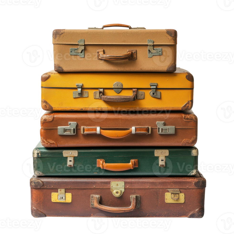 Travel Suitcases Stacked White on transparent background. png