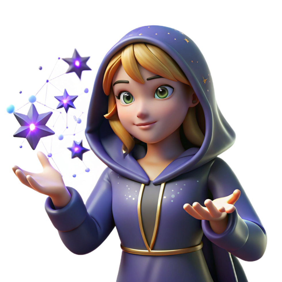 Young Sorceress Magical Stars png