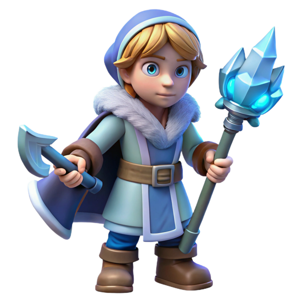 Winter Mage Ice Staff Axe png