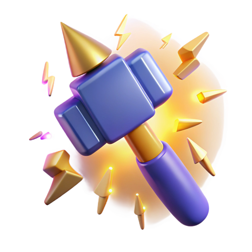 Powerful 3D Hammer Game Asset png