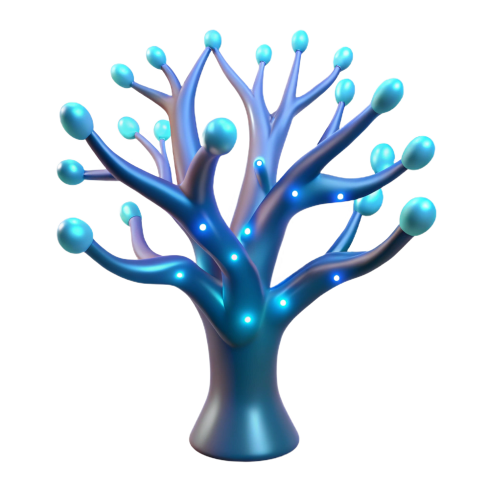 Glowing Abstract Tree 3D Render png