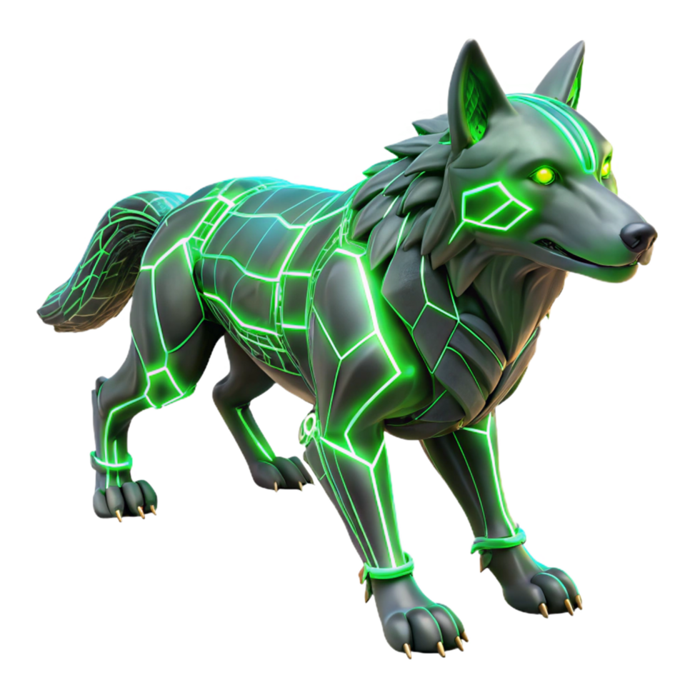 Cybernetic Wolf Neon Glow png