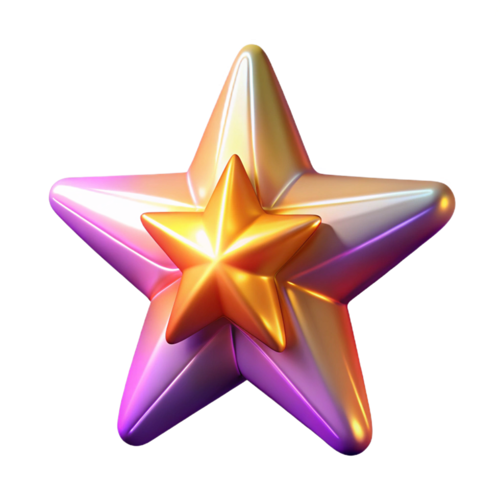 Shiny Star 3D Render png