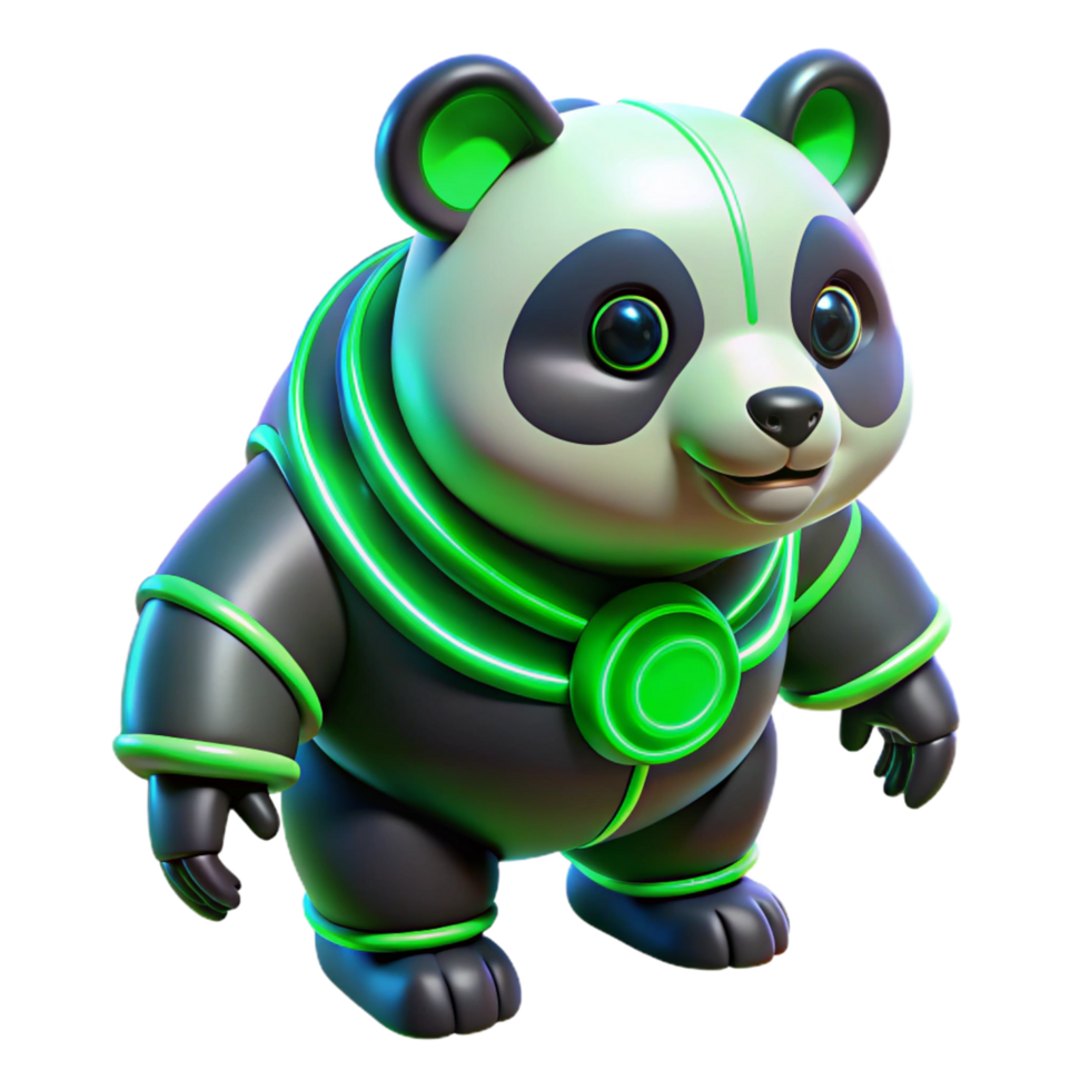 Cybernetic Panda 3D Render png