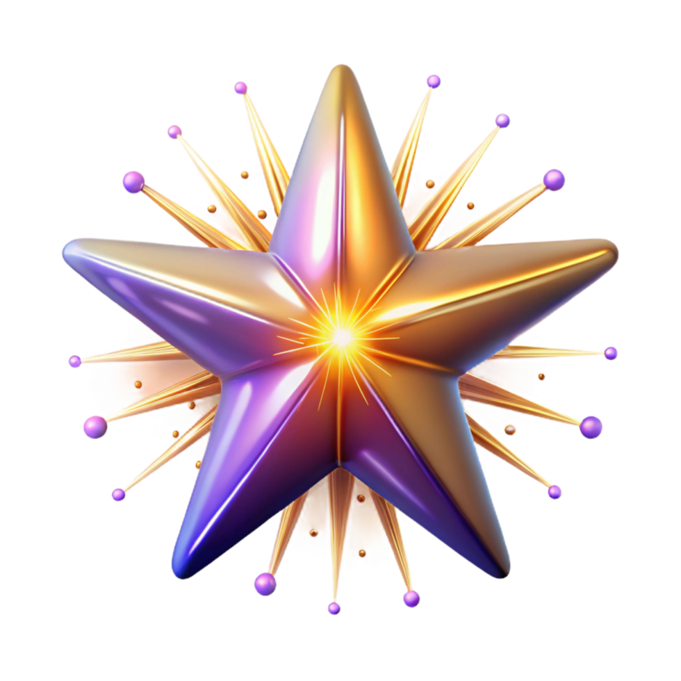 Shiny Starburst 3D Render png
