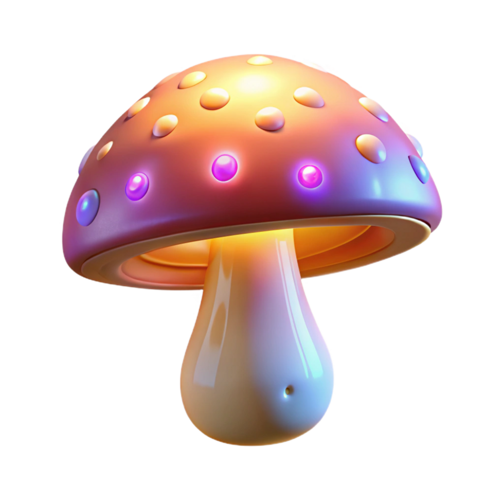 Glowing Mushroom 3D Render png