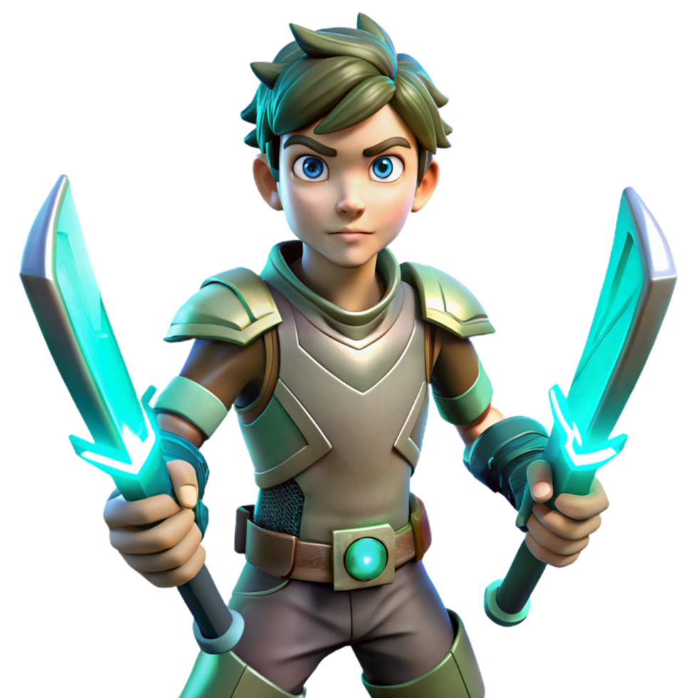 Young Hero with Dual Swords png