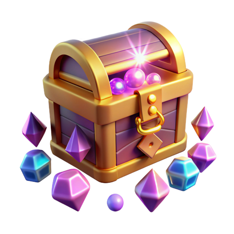 Glowing Treasure Chest Gems png