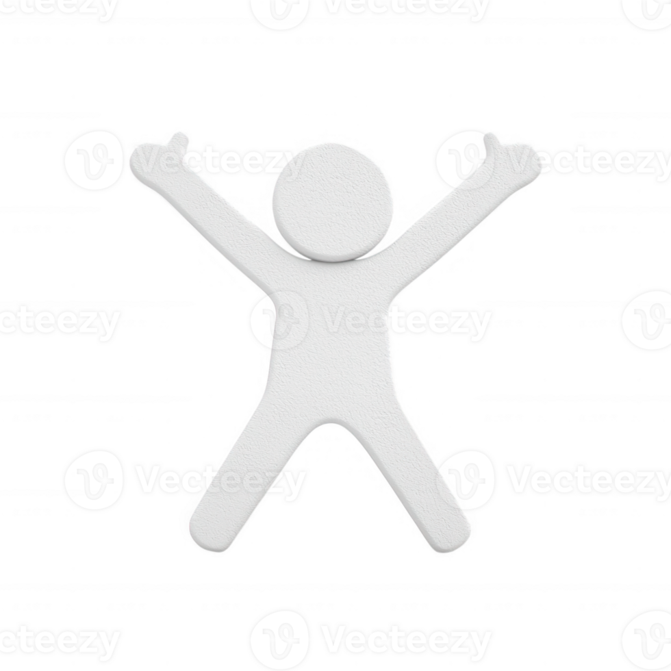 A cheerful figure with arms raised, symbolizing happiness and success. png