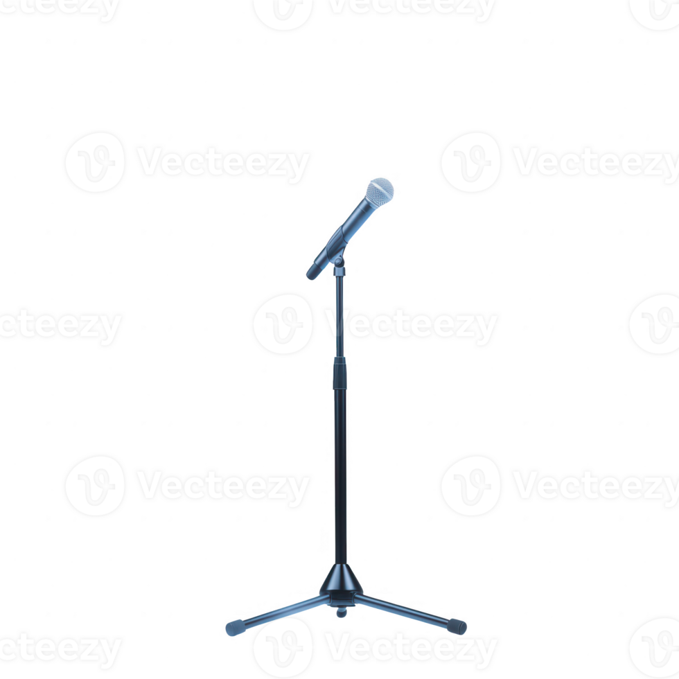 A sleek, modern microphone on a stand ready for recording or live performances. png