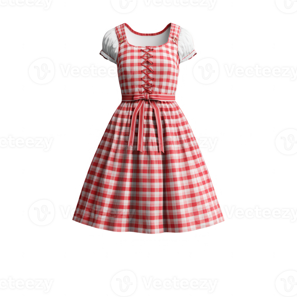 A stylish red and white checkered dress perfect for summer outings and casual events. png