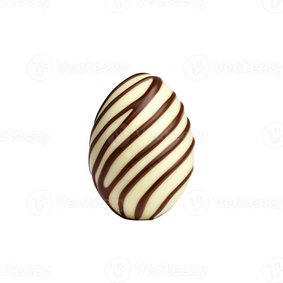 Delicious chocolate egg with smooth white and dark chocolate swirls and patterns. png