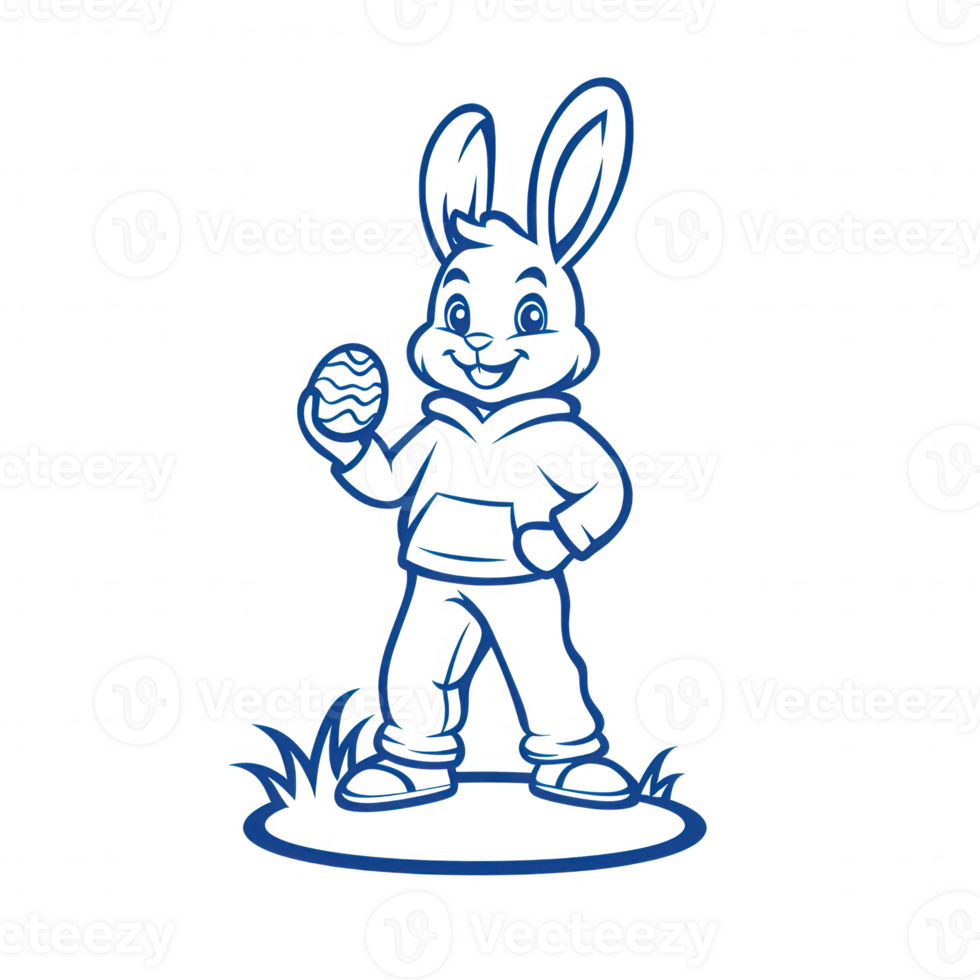 Cute bunny with an egg, perfect for Easter and spring-themed designs. png