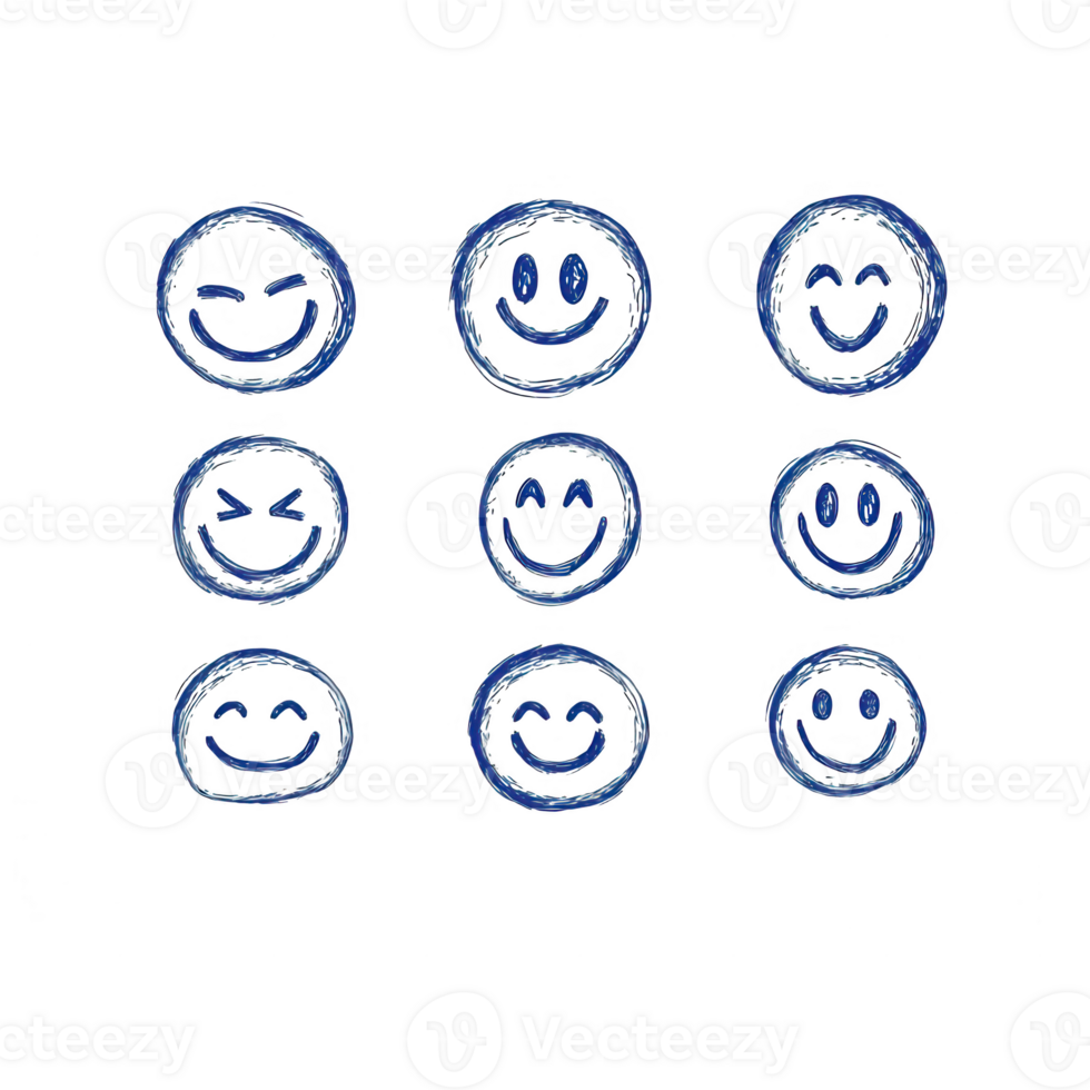 Colorful emoticons representing various emotions and expressions. png