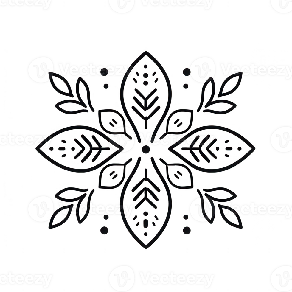 Intricate floral design with leaves, ideal for decoration and artistic projects. png