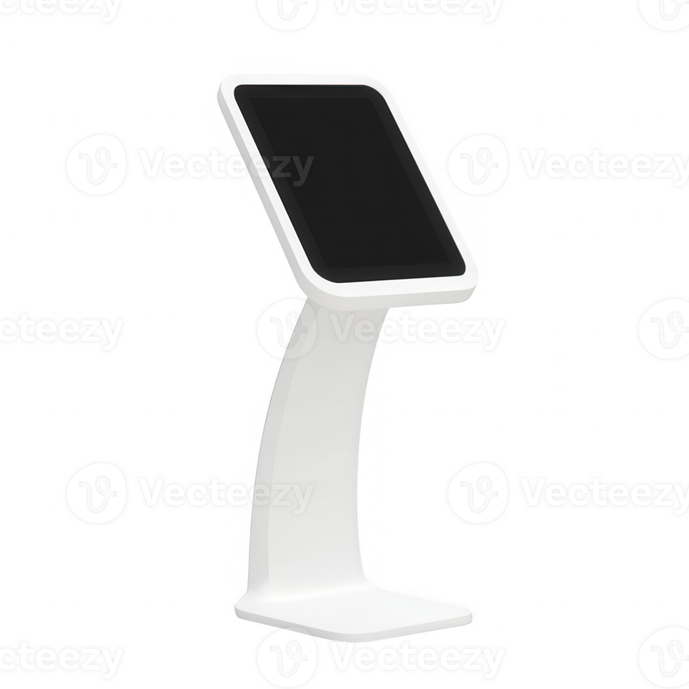 Sleek white digital kiosk designed for modern information display. png