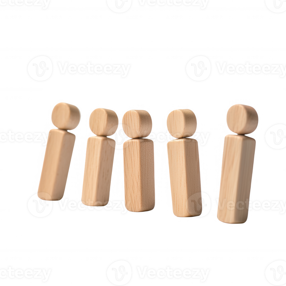 Wooden figures represent teamwork and collaboration in a business environment. png