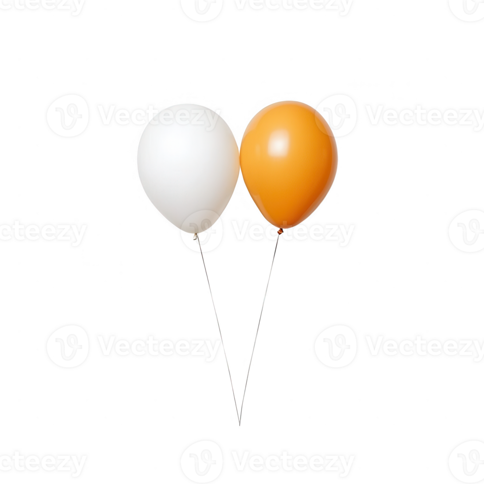 Two colorful balloons, one white and one orange, creating a cheerful atmosphere. png