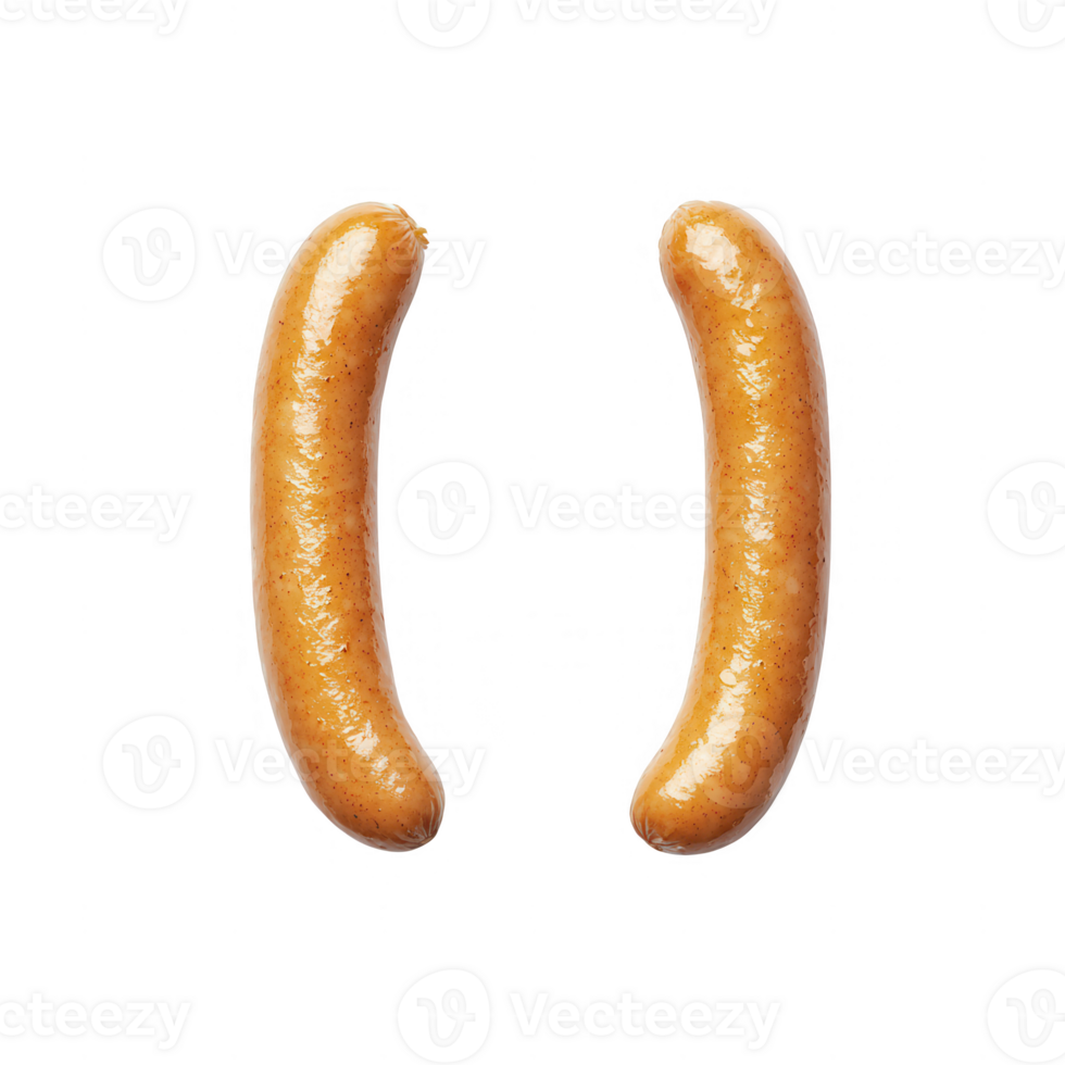 Two delicious sausages on a white background, perfect for culinary projects. png
