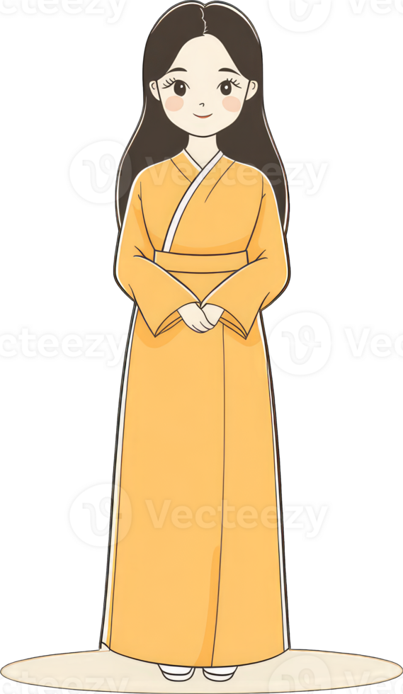 A Young Woman in Traditional Korean Hanbok Attire png