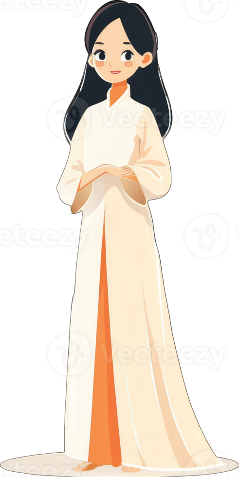 Young Woman in Elegant Traditional Vietnamese Ao Dai Dress png
