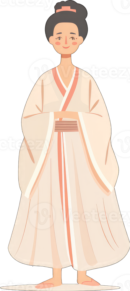 Woman in Elegant Traditional Asian Gown png
