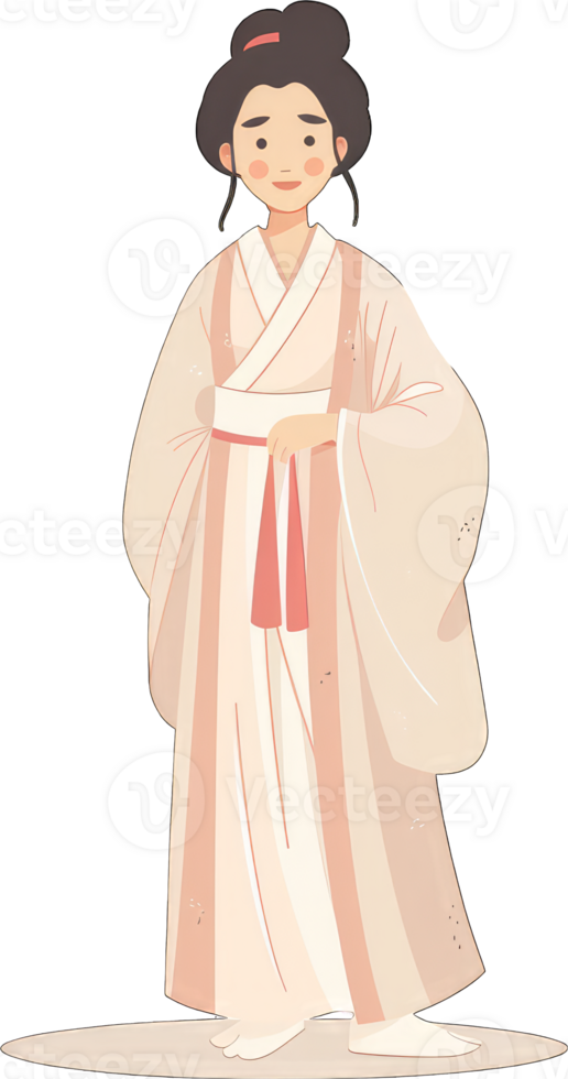 Young Woman in Traditional Asian Dress Stands Gracefully png