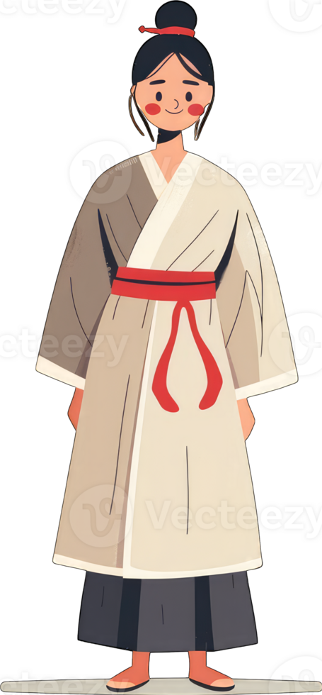A young woman in traditional Chinese attire stands smiling png