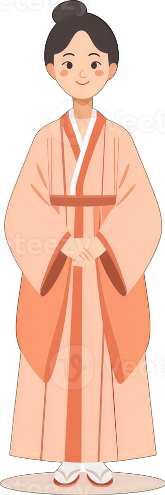 Young Woman Wearing Traditional Peach Hanbok png