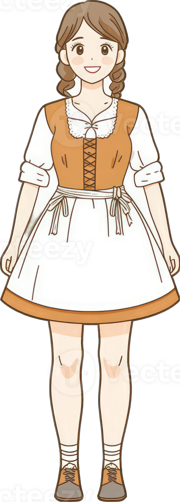 Smiling Girl in Traditional Orange Dress png